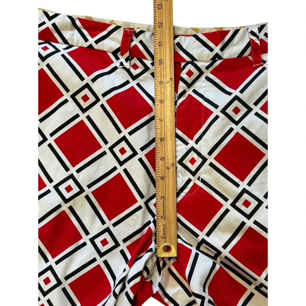 Loud Mouth Mens Danger Golf‎ Shorts SZ 40 Red Black White Geometric Pattern